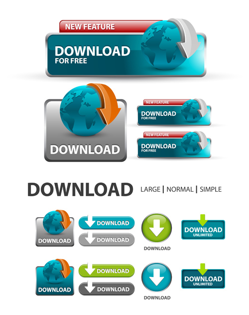 Creative website download buttons vectors set 05