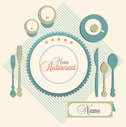 Cutlery and restaurant menus vector material Cutlery and restaurant menus vector material
