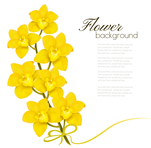 Elegant yellow flowers art background vector 01 Elegant yellow flowers art background vector 01