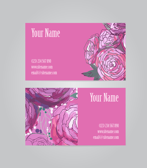 Floral business cards elegant vector material 07 Floral business cards elegant vector material 07