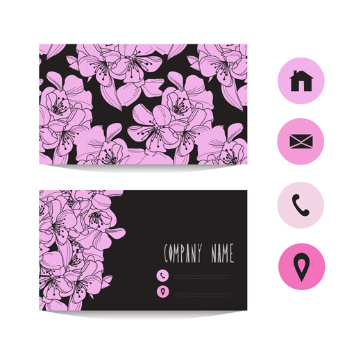Floral business cards elegant vector material 09
