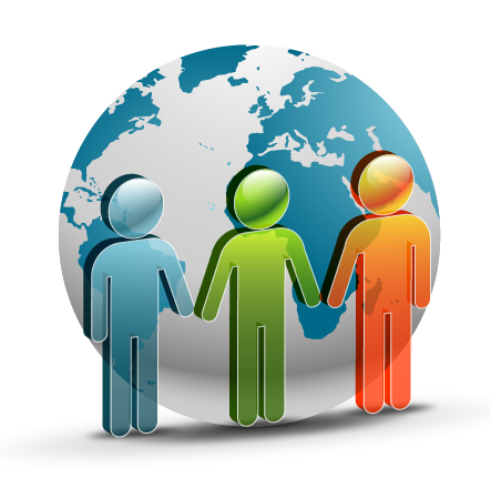 Globe with people vector graphic
