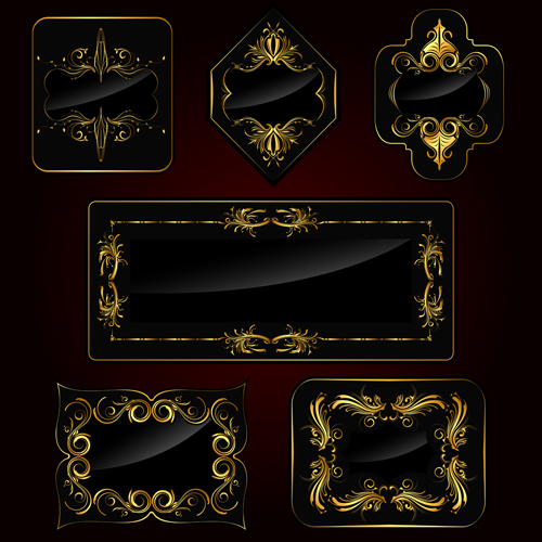 Gold ornaments with glass frames vector Gold ornaments with glass frames vector