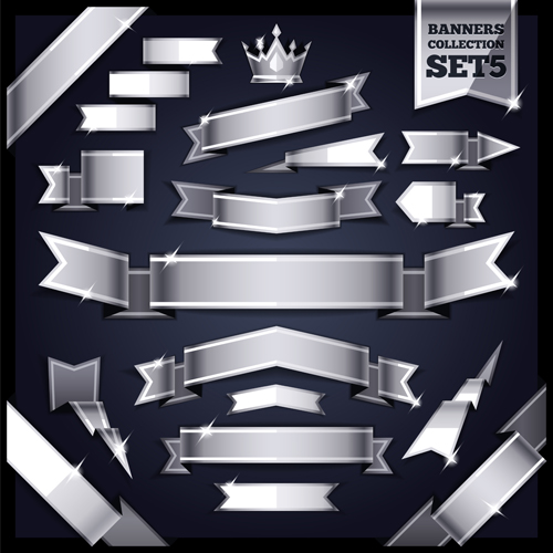 Gray paper banners vector Gray paper banners vector
