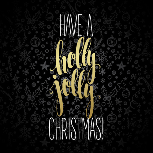 Hand drawn christmas baubles pattern with black background vector 01