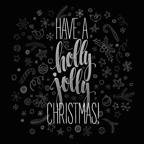Hand drawn christmas baubles pattern with black background vector 02 Hand drawn christmas baubles pattern with black background vector 02