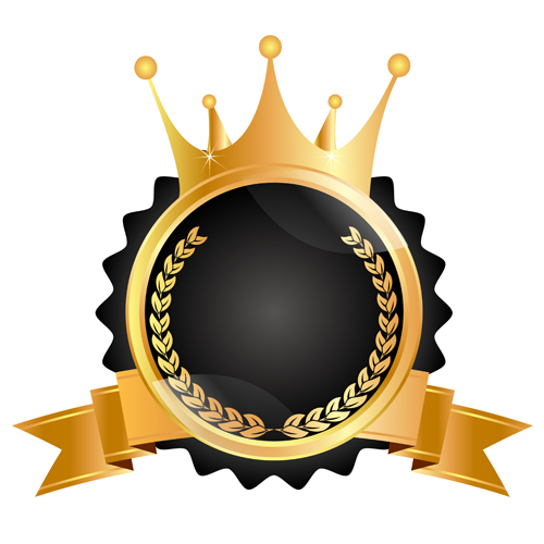 Luxury crown labels with laurel wreath vectors 06