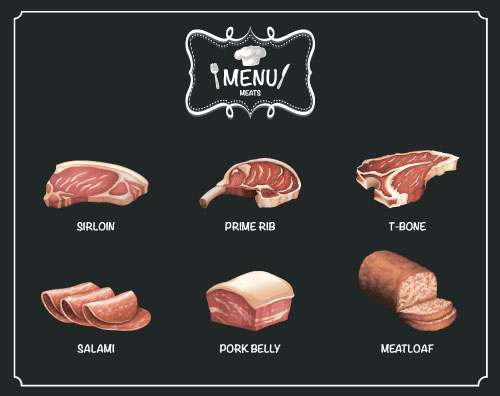 Restaurant meats menu vector material 01 Restaurant meats menu vector material 01