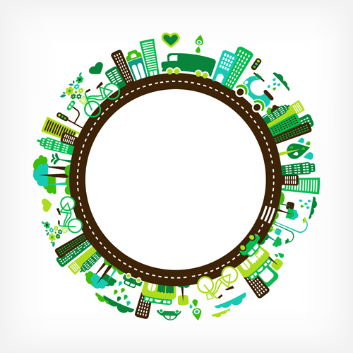 Round city frames vector graphic 01 Round city frames vector graphic 01