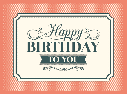 Vintage Happy Birthday Card Vector Material