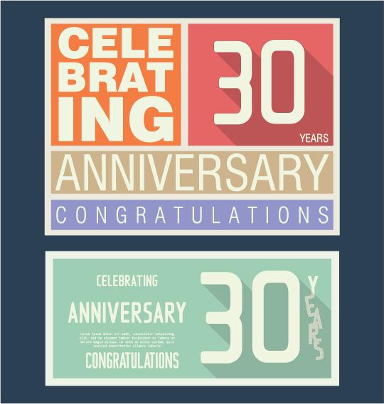 Vintage anniversary cards flat styles vector 05 Vintage anniversary cards flat styles vector 05
