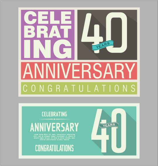 Vintage anniversary cards flat styles vector 06 Vintage anniversary cards flat styles vector 06