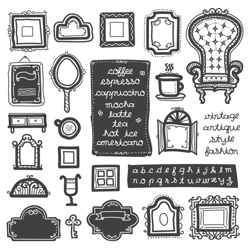 Vintage chair with frames vector material 01 Vintage chair with frames vector material 01