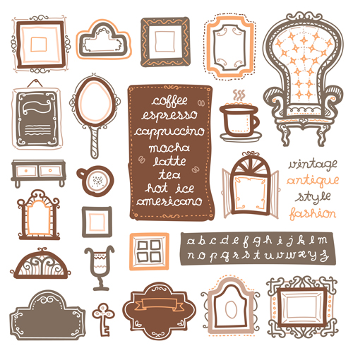 Vintage chair with frames vector material 03 Vintage chair with frames vector material 03
