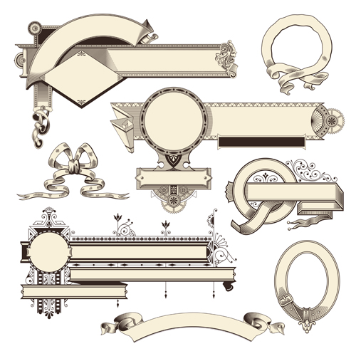 Vintage headpieces and scrolls vector Vintage headpieces and scrolls vector