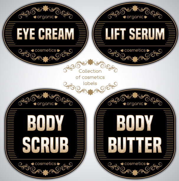 Black cosmetics labels vectors 01 Black cosmetics labels vectors 01