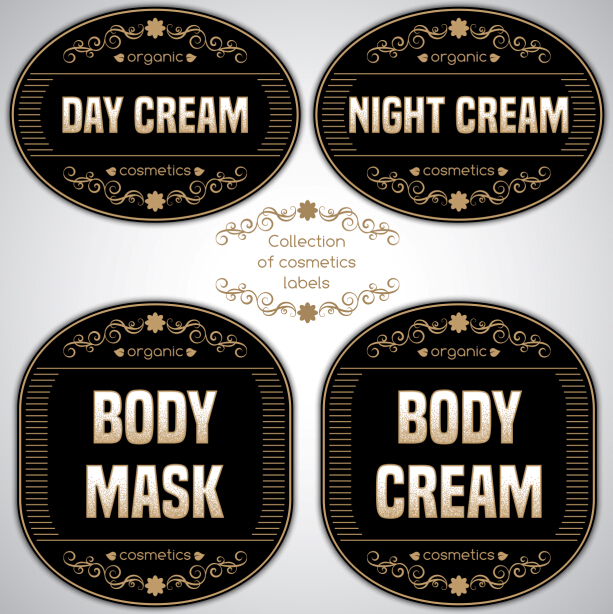 Black cosmetics labels vectors 02 Black cosmetics labels vectors 02