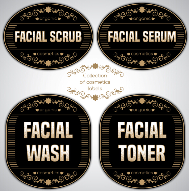 Black cosmetics labels vectors 03 Black cosmetics labels vectors 03