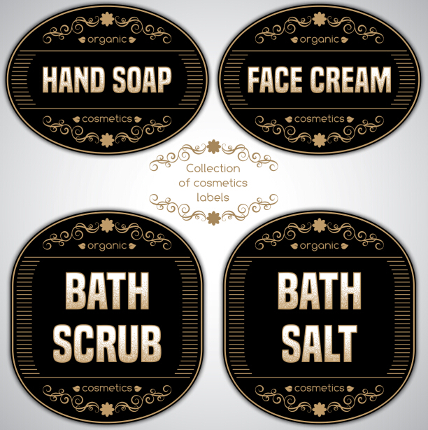Black cosmetics labels vectors 04 Black cosmetics labels vectors 04