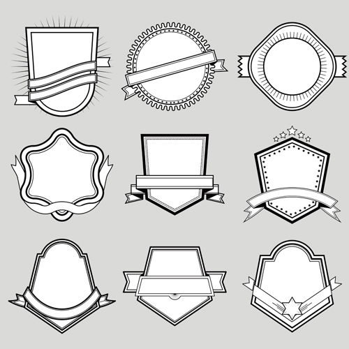 Black with white blank labels vector set 02