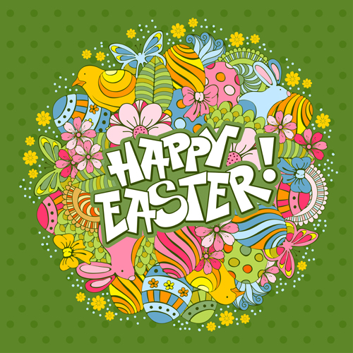 Cartoon styles floral easter background vector Cartoon styles floral easter background vector