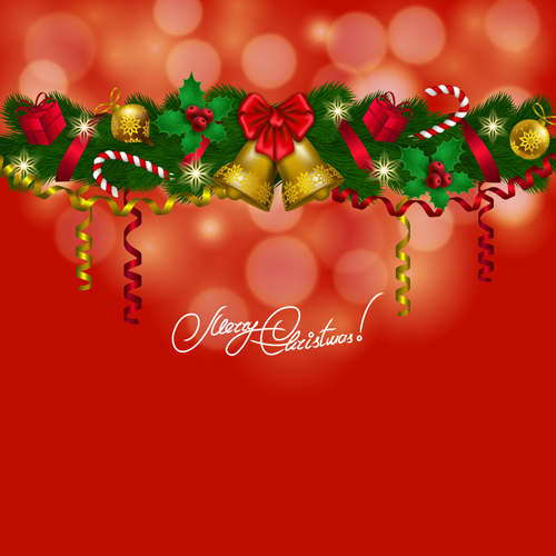 Christamas garland with halation background vector 01 Christamas garland with halation background vector 01