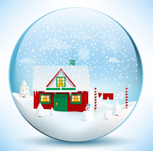 Christmas crystal ball with winter vector 03 Christmas crystal ball with winter vector 03
