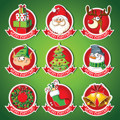 Christmas lables peeling stickers vector 01 Christmas lables peeling stickers vector 01