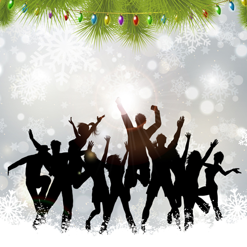 Christmas party background with people silhouetter vector 03 Christmas party background with people silhouetter vector 03