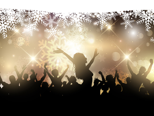 silhouetter people party christmas background 