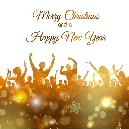 Christmas party background with people silhouetter vector 07