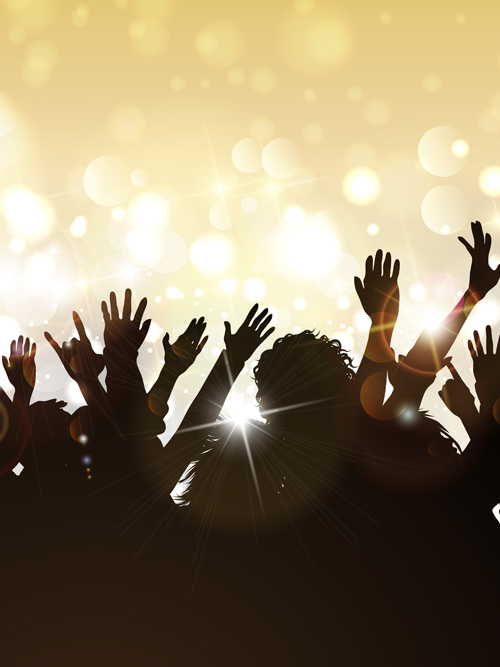 Christmas party background with people silhouetter vector 08