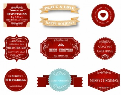 Christmas red Labels vectors material Christmas red Labels vectors material