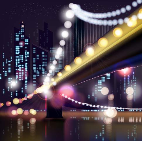 vector graphics vector graphic night halation colored city 