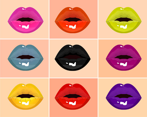 Colored lips design vector Colored lips design vector