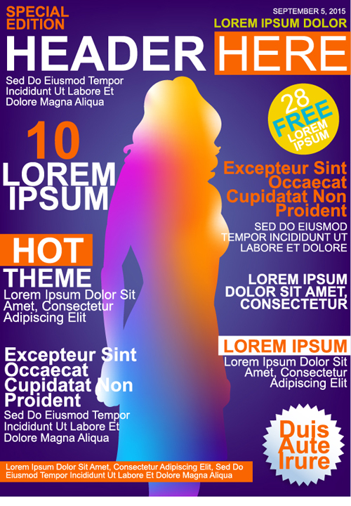 Fashion woman magazine cover vector material 07
