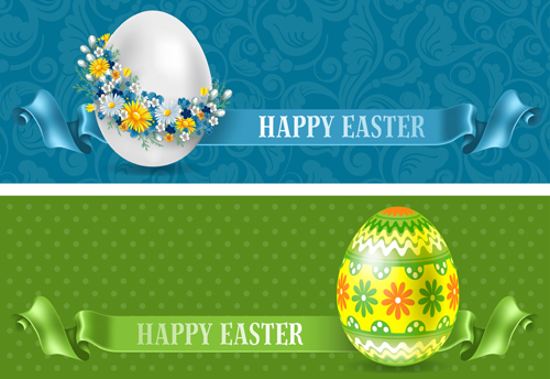 Flower egg and floral egg easter banner Flower egg and floral egg easter banner