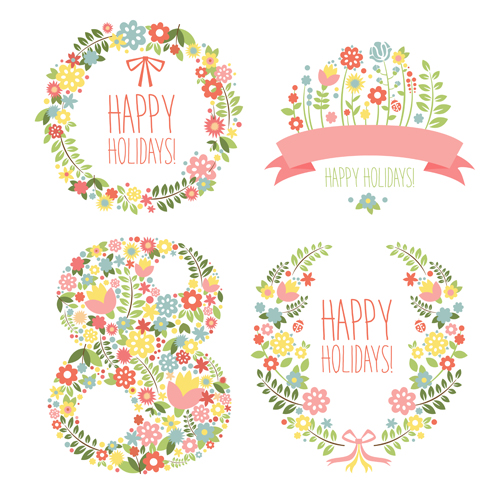 Flower frames with 8 March womens day vector Flower frames with 8 March womens day vector