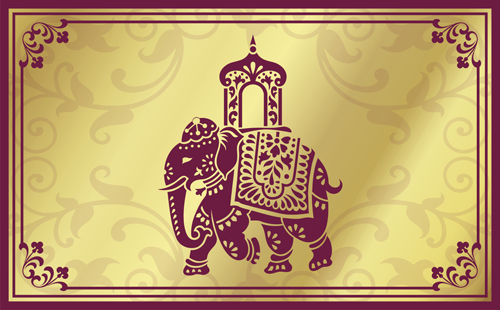 Indian patterns with elephants vector set 01 Indian patterns with elephants vector set 01