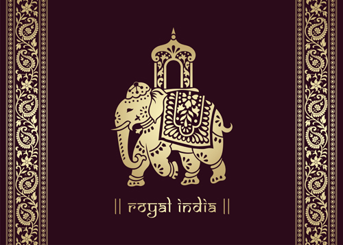 Indian patterns with elephants vector set 05 Indian patterns with elephants vector set 05
