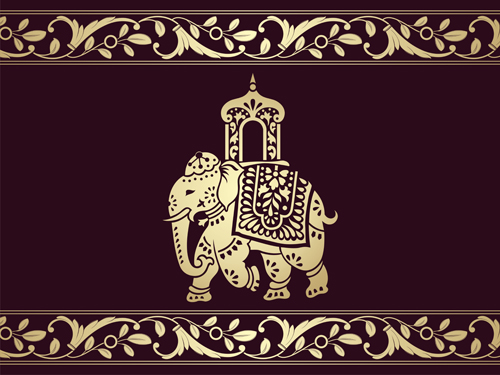 Indian patterns with elephants vector set 06 Indian patterns with elephants vector set 06