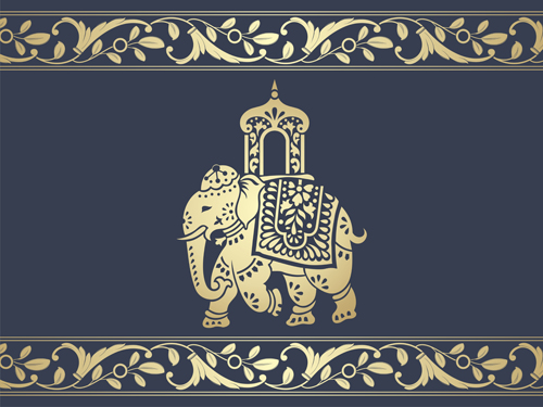 Indian patterns with elephants vector set 07 Indian patterns with elephants vector set 07