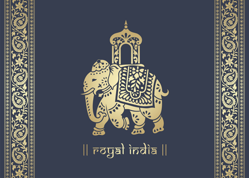 Indian patterns with elephants vector set 08 Indian patterns with elephants vector set 08