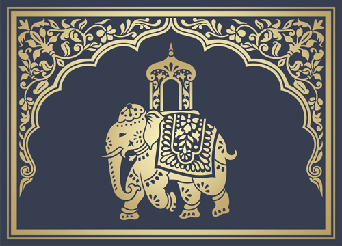 Indian patterns with elephants vector set 09 Indian patterns with elephants vector set 09