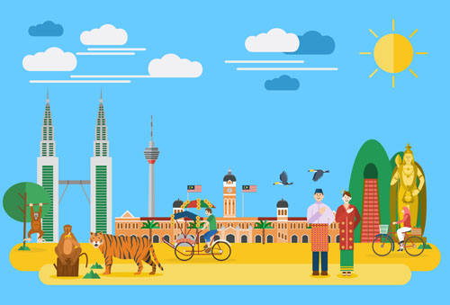 Landmarks flat design template vector 03 Landmarks flat design template vector 03