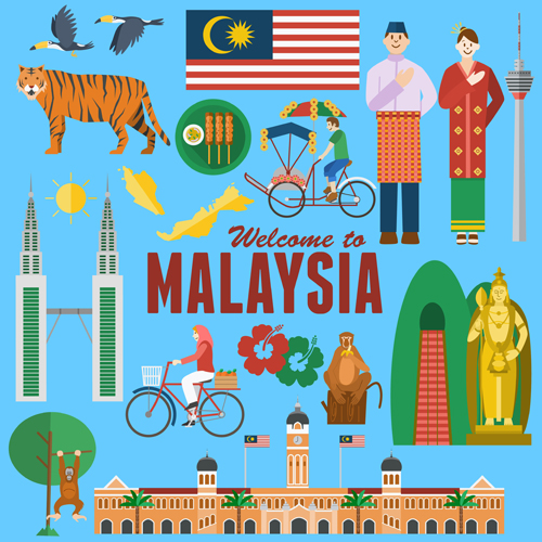 Landmarks flat design template vector 04 Landmarks flat design template vector 04