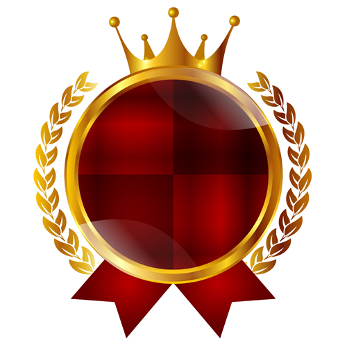 Luxury crown labels with laurel wreath vectors 01
