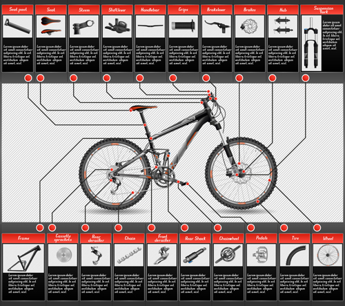 Mountain bike structure description vector 01 Mountain bike structure description vector 01