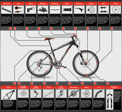 Mountain bike structure description vector 02 Mountain bike structure description vector 02