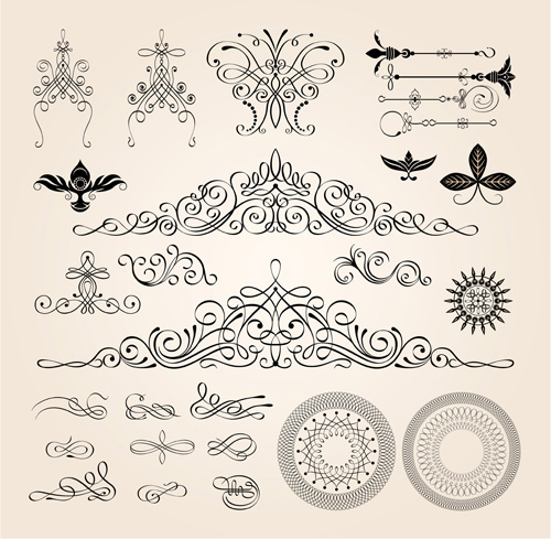 Ornaments elements vintage vector Ornaments elements vintage vector